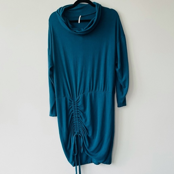 Free People • Sundown Cinch Up Cowl Neck Dress Dark Green - Picture 4 of 13